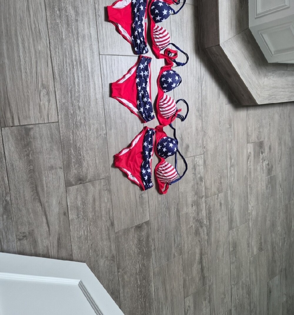 NWOT Stars & Stripes Red and Blue Two-Piece Swim Set - Picture 5 of 6